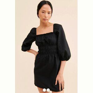 Charlie Holiday Boheme Ballon Sleeve Dress Square Neck Black Women's Size 8